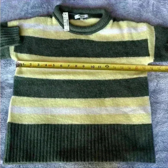 Madewell Striped Fulton Pullover Sweater in Heather Greengrass Sz XX-Small NWT - Picture 5 of 8